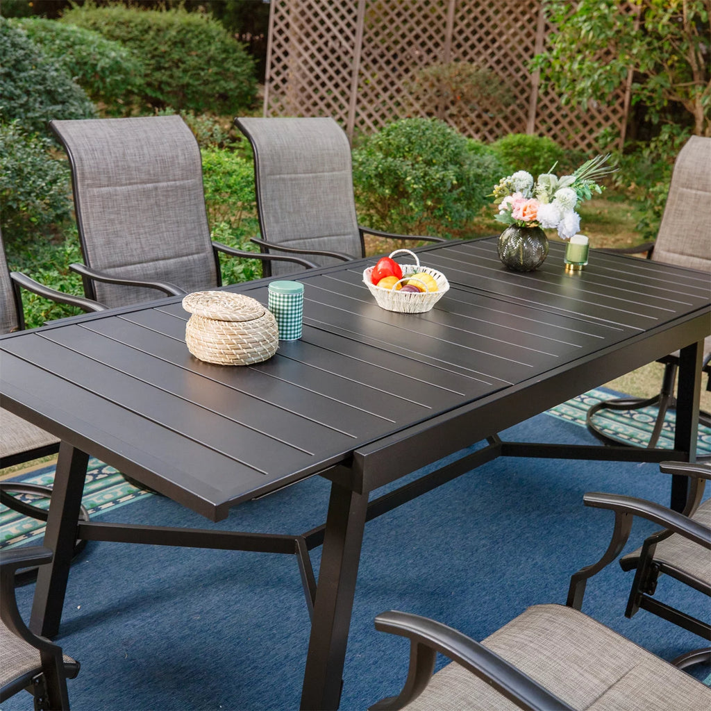 9-Piece Outdoor Patio Dining Set with 8 Swivel Armchairs & Extendable Table L105573