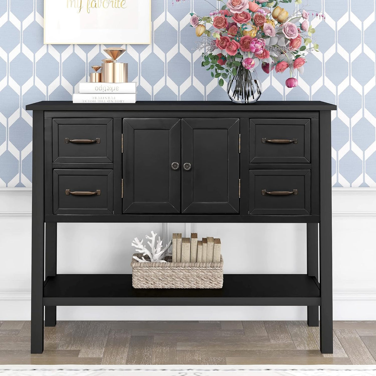 Navy Blue 6 Drawer Sideboard Console Table A79712