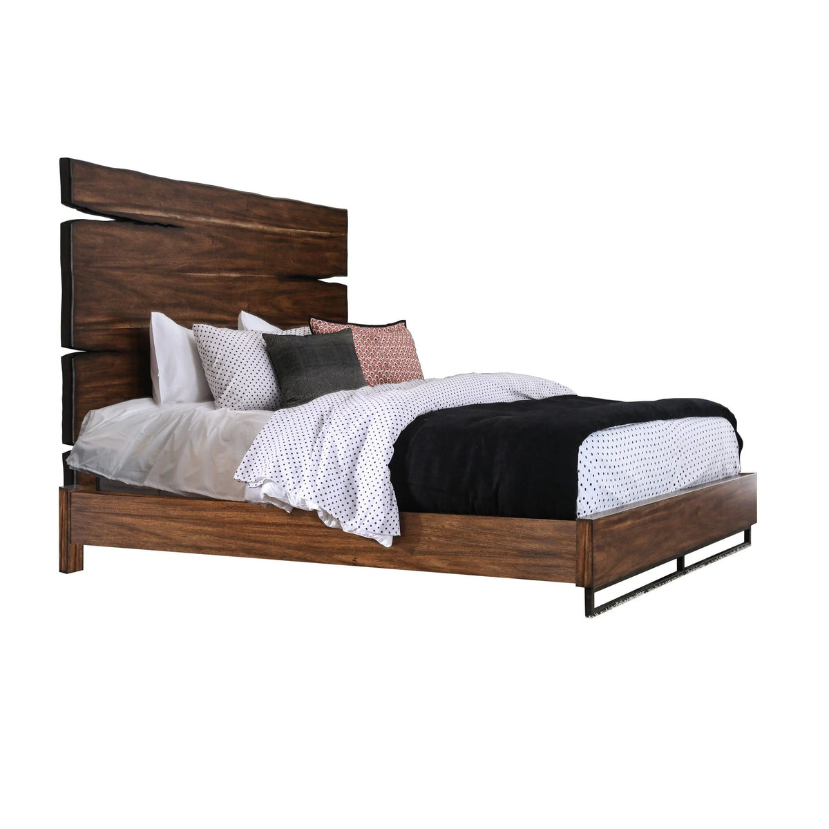 Dark Walnut & Dark Oak Solid Wood Bedroom Set 3pcs B80294