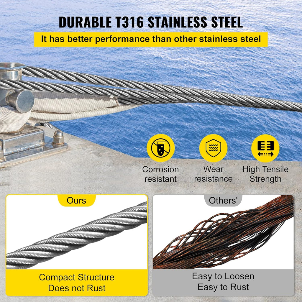 500FT 1/8 Inch Stainless Steel 1x19 Wire Rope Q254