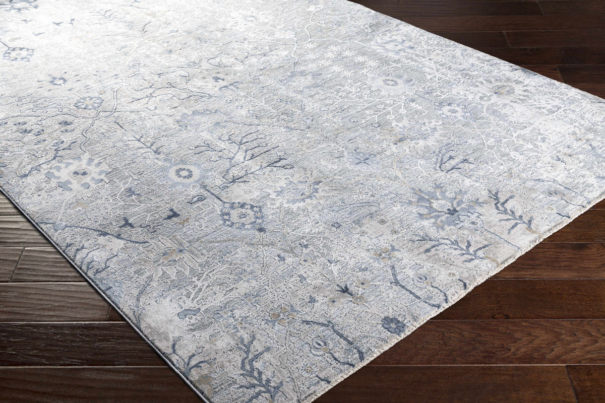 Blue Grey Beige 9' x 12' Area Rug U1539