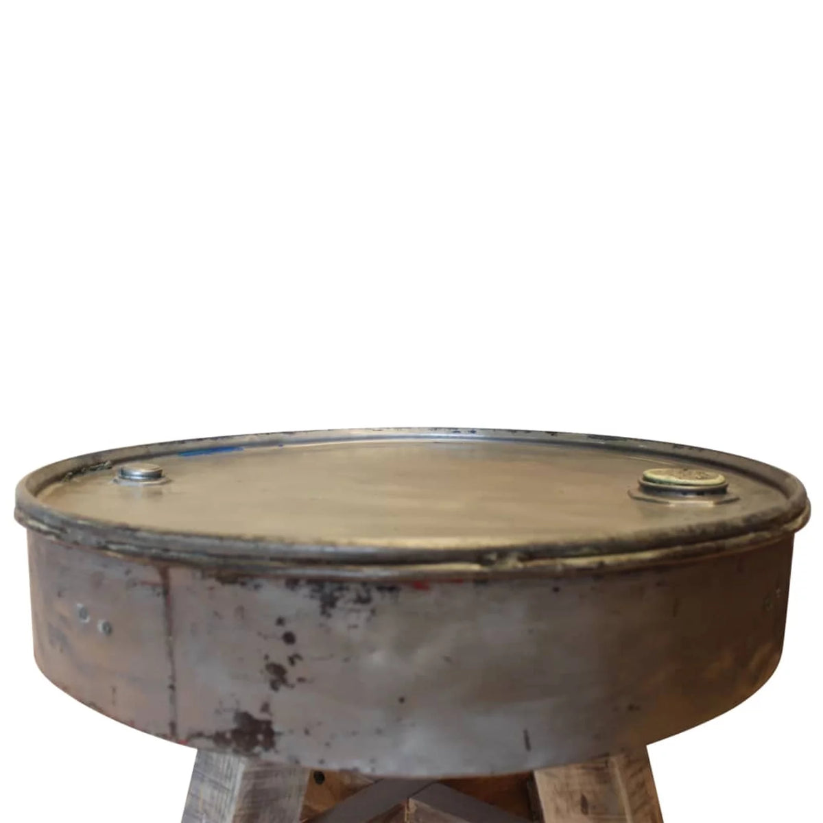 Coffee Table Steel Tabletop Reclaimed Wood Legs 23.6" x 17.7 Inches R226979
