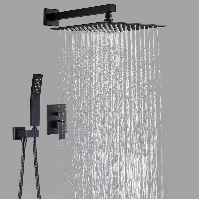 Black 12 in. Shower Faucet Head with Handheld U89635