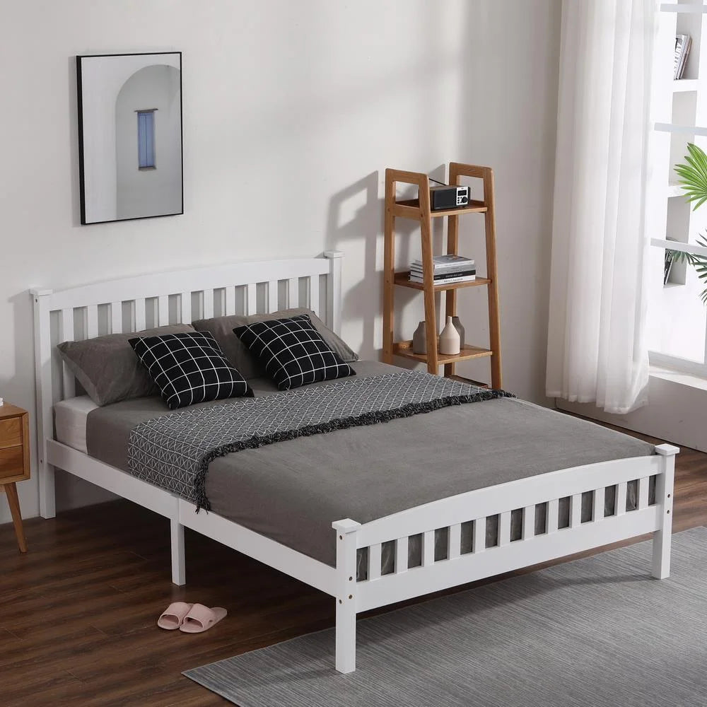 Full Solid Pine Wood Bed Frame with Wood Slats H68210