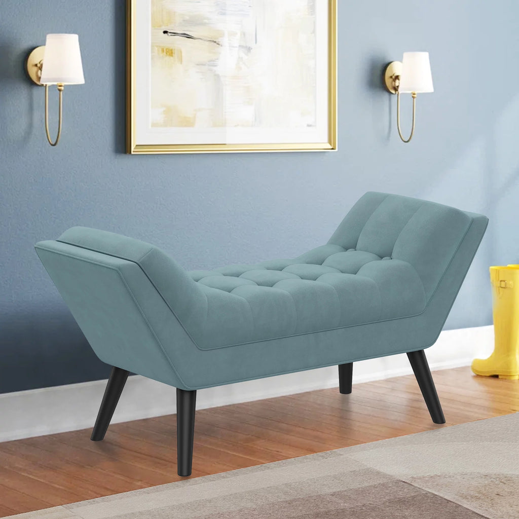 Blue Upholstered Tufted Ottoman Bench C478345