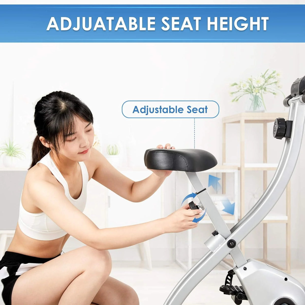 Folding Stationary Exercise Bike with LCD Monitor K7652