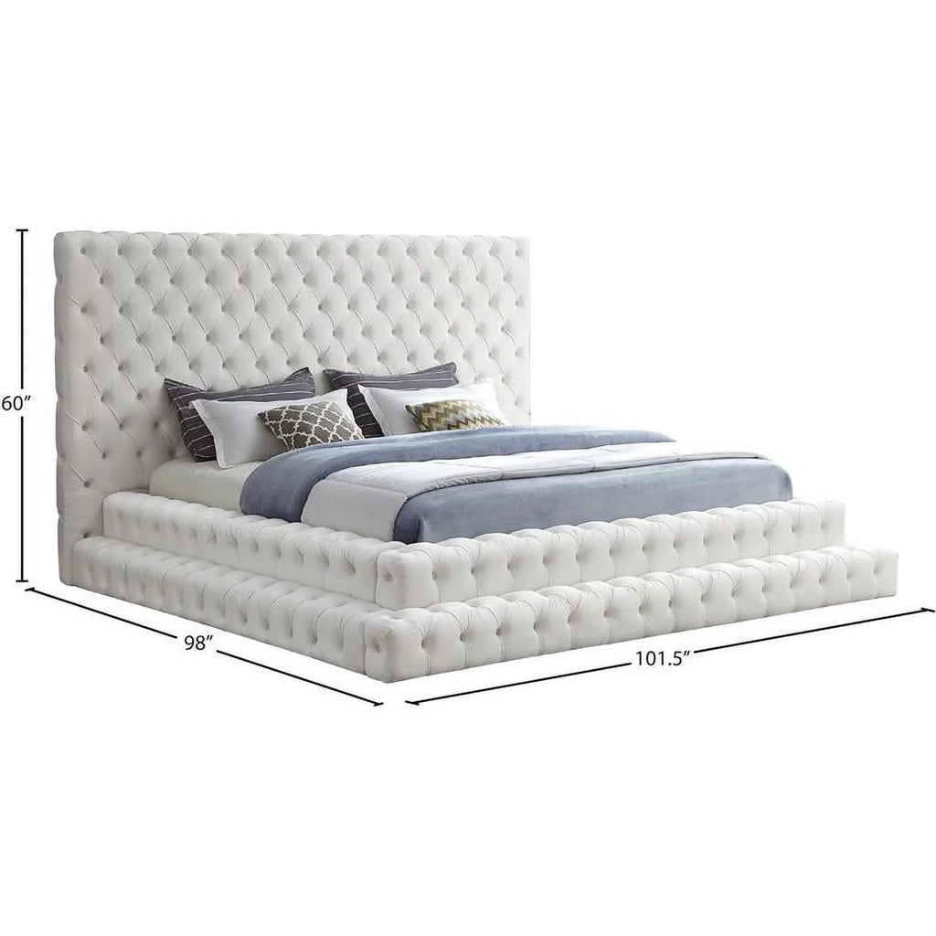 Cream Velvet King Bed K275