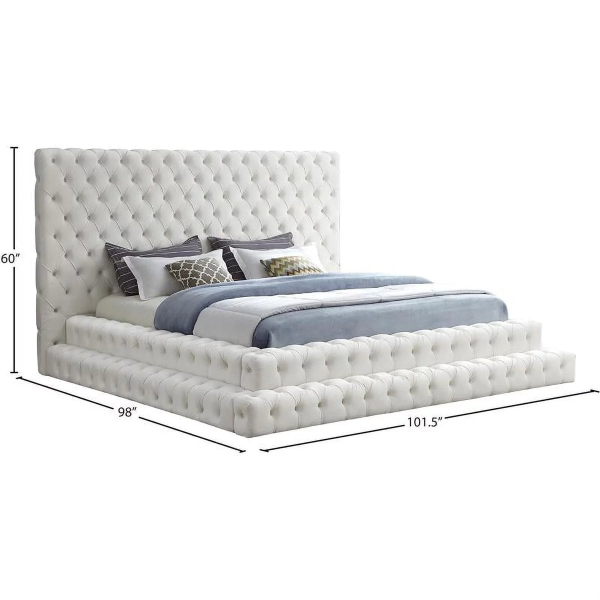 Cream Velvet King Bed K275