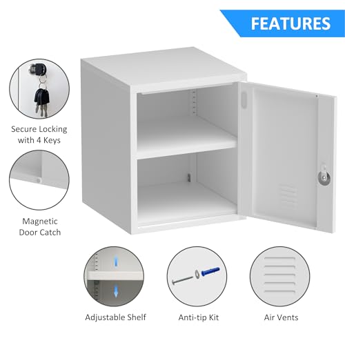 Black Metal Storage Locker Cabinet with Locking Door and Adjustable Shelf J79489