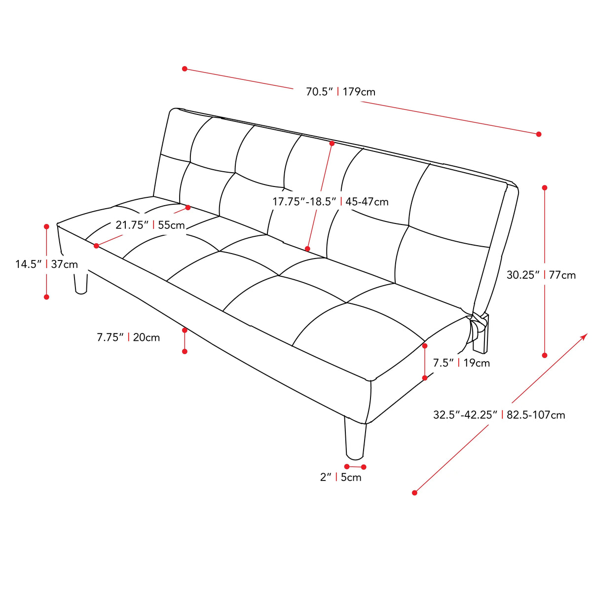 Convertible Futon Sofa Bed with Mattress A231962
