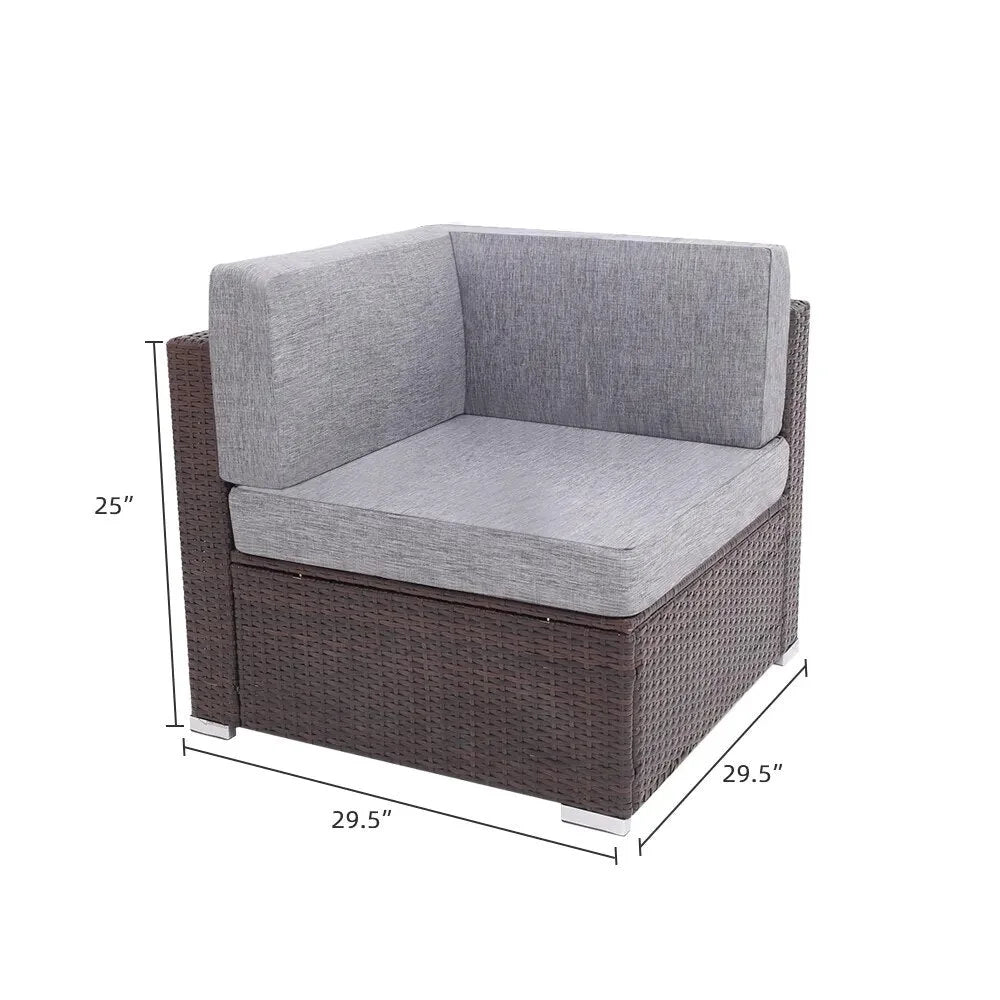 5 Pieces PE Wicker Rattan Corner Sofa Set M365065
