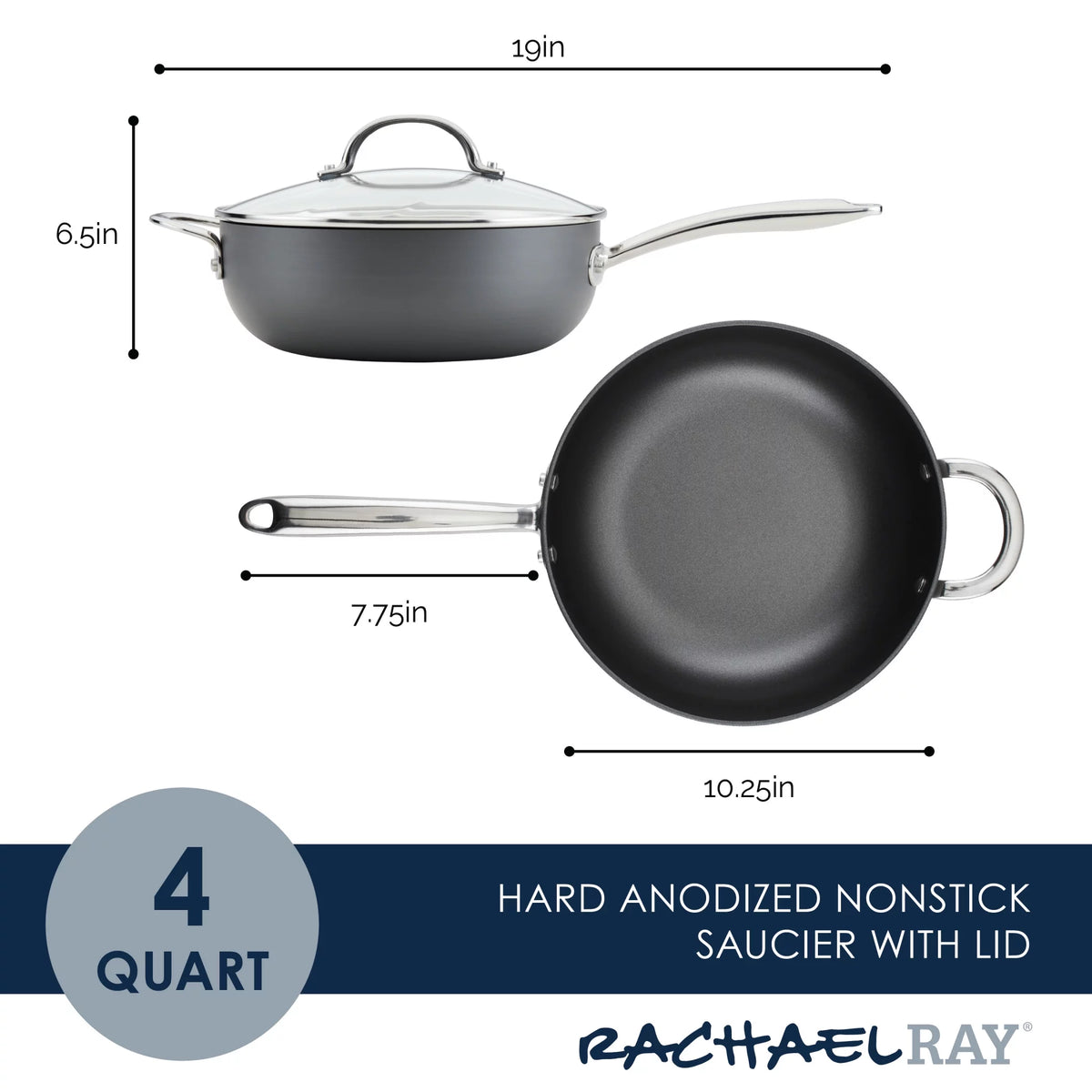 Hard Anodized Non-Stick Saucepan with Lid, 4 Quart K35234