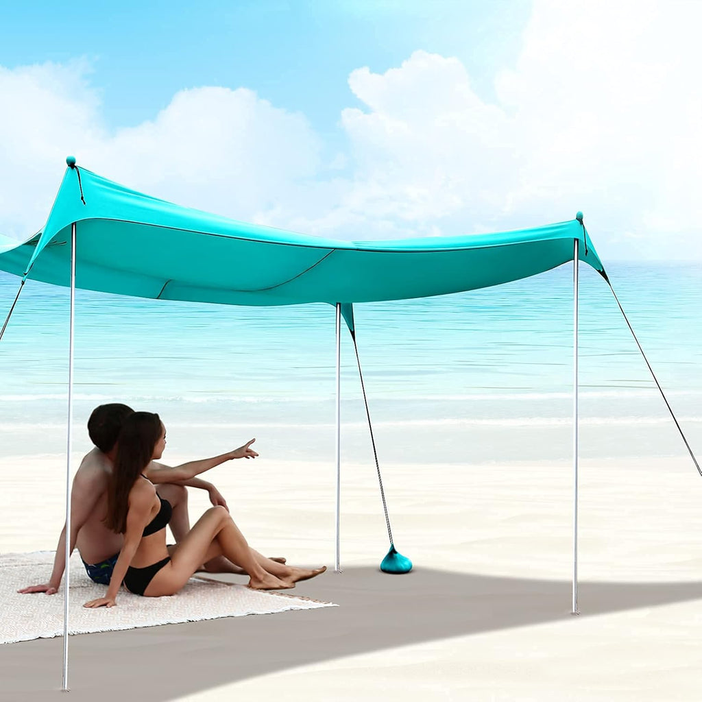 Portable Beach Canopy UPF 50+ 10x10FT 4Poles N357