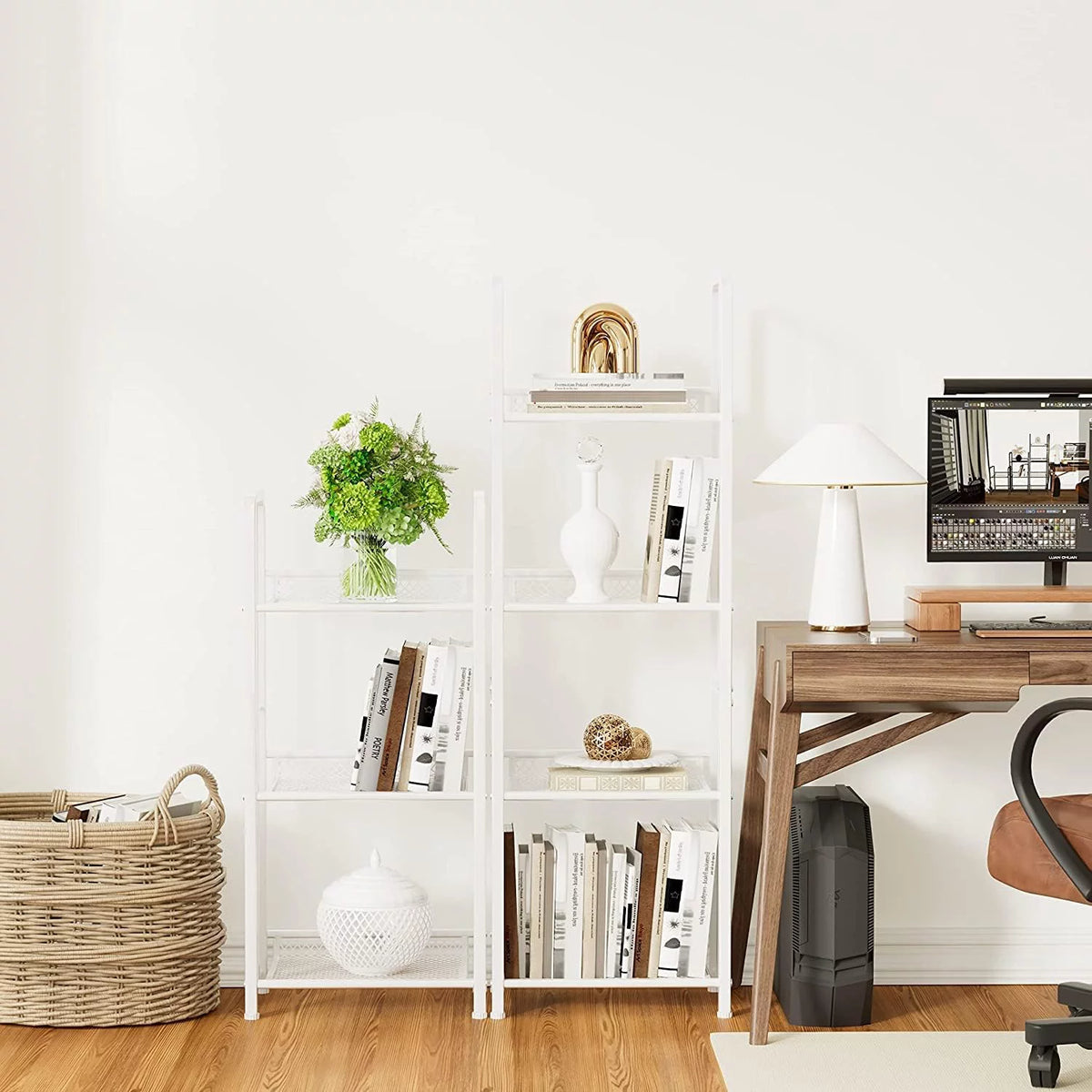 White 3 Tiers Bookshelf Storage Shelf X76959
