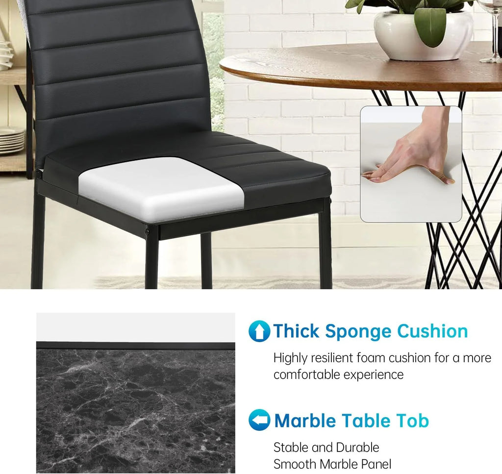 5 Piece Marble Grain Dining Table Set Q6207