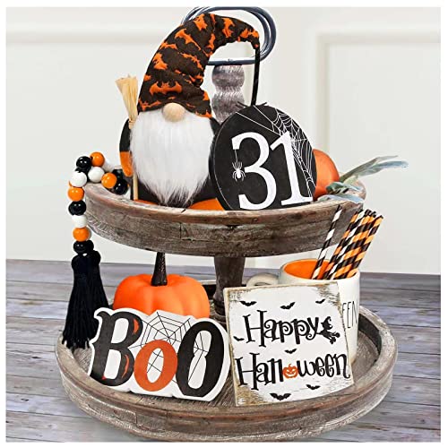 Halloween Decorations Indoor DIY Bubbling Cauldron Set Wooden Signs Gnomes Plush Bead Garland Tiered Tray Decor U731