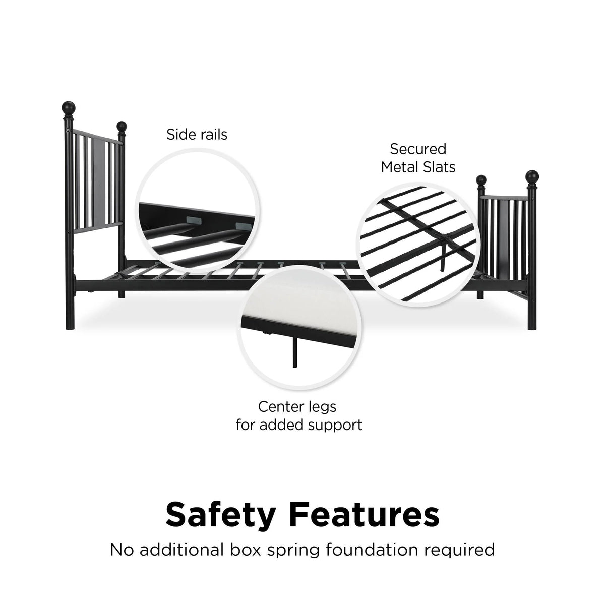 Queen Black Metal Platform Bed U64614
