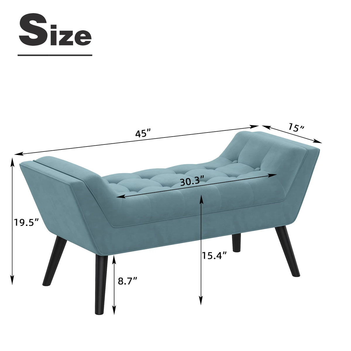 Blue Upholstered Tufted Ottoman Bench C478345