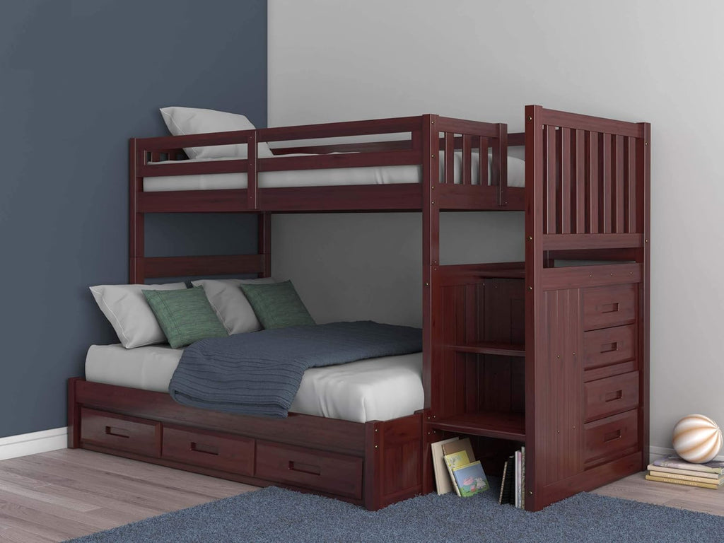 Twin Over Full Staircase Bunk Bed with 3 Drawers F737