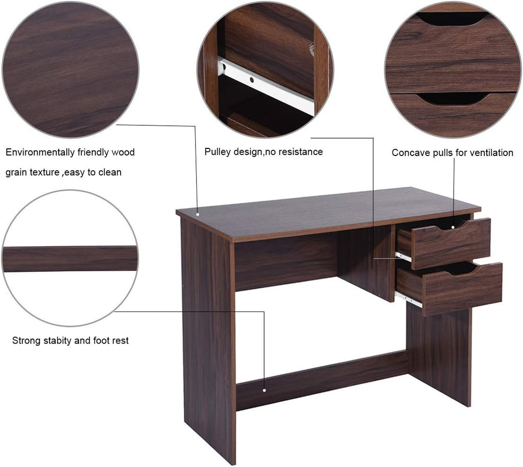 Computer Desk with Drawer 35.4 in Small Wood Desk E2587