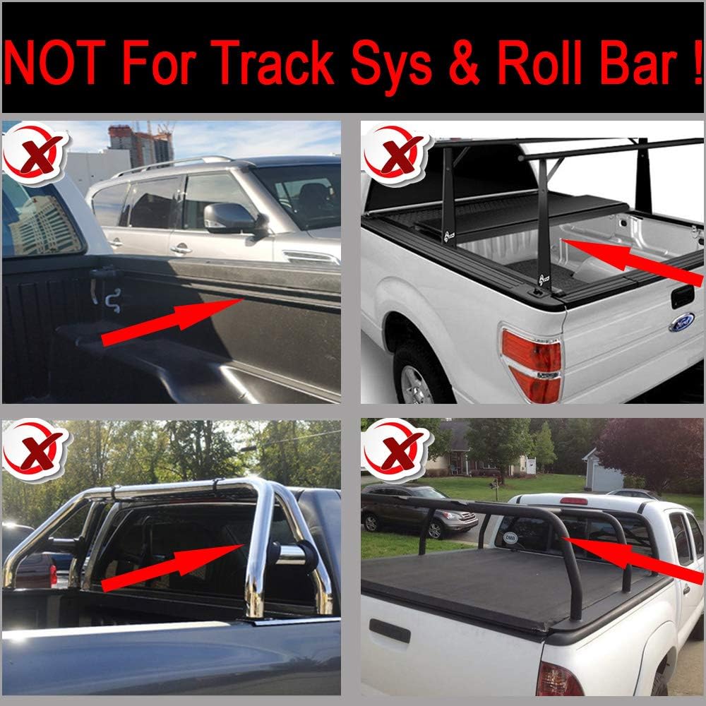 Black Vinyl Soft Roll-up Truck Bed Tonneau Cover with Rails I2580