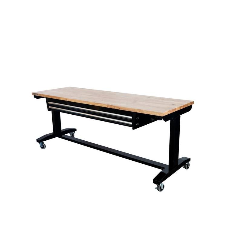 Adjustable Height Workbench Table with 2 Drawers in Black X8926