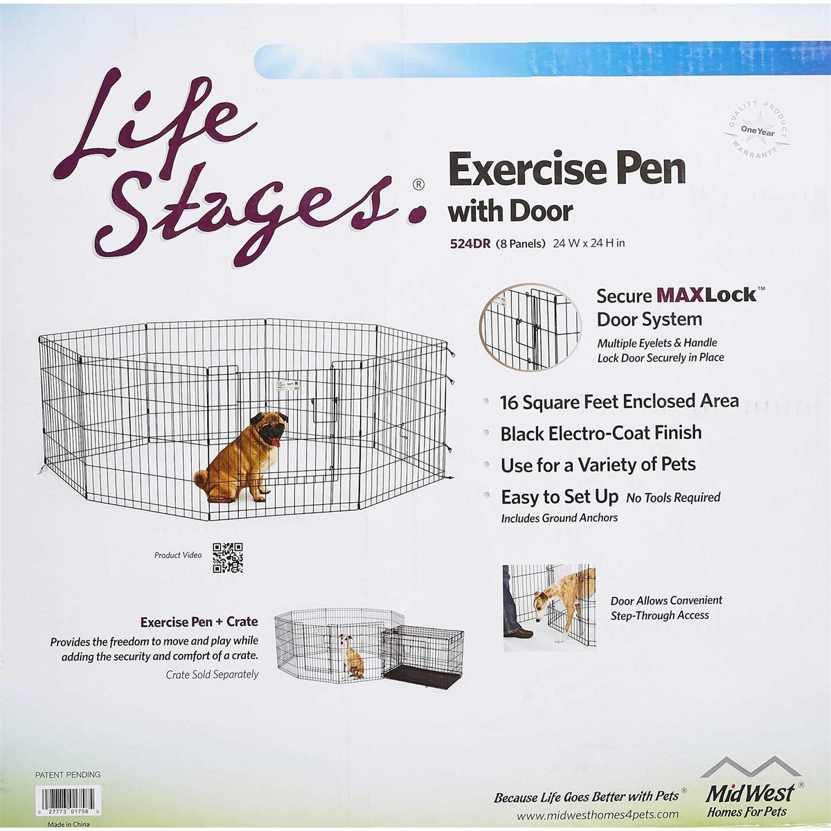 Contour Exercise Pen with Door for Dogs O8411