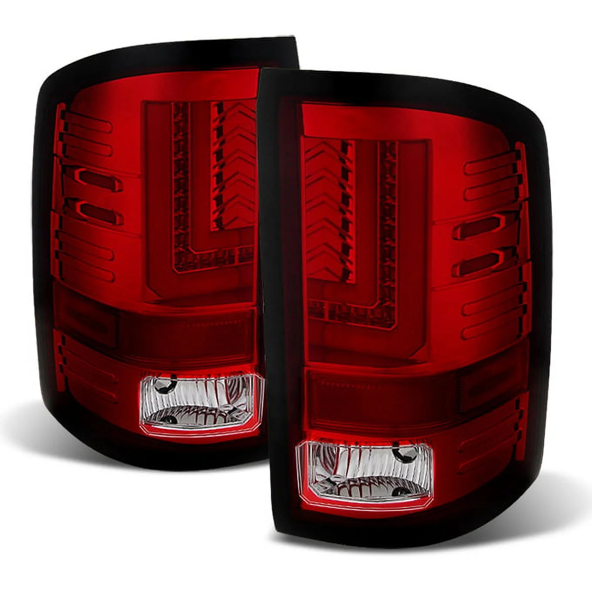 For 14-18 Sierra 1500 15-19 Sierra 2500HD 3500HD Pickup Red Clear LED Tail Lights T27069