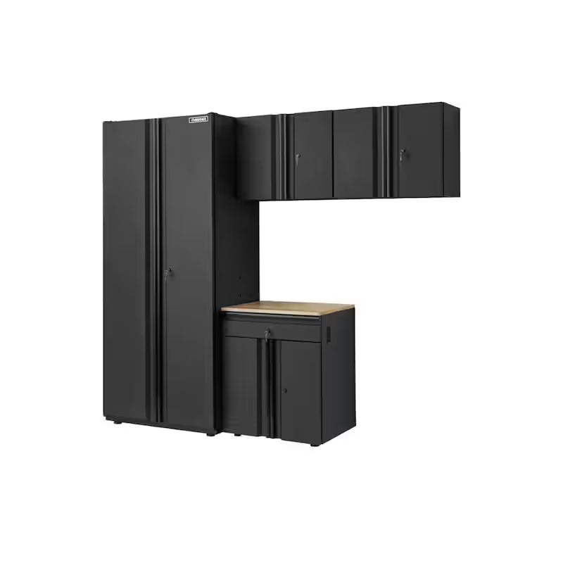 4-Piece Welded Steel Garage Storage System in Black H4513