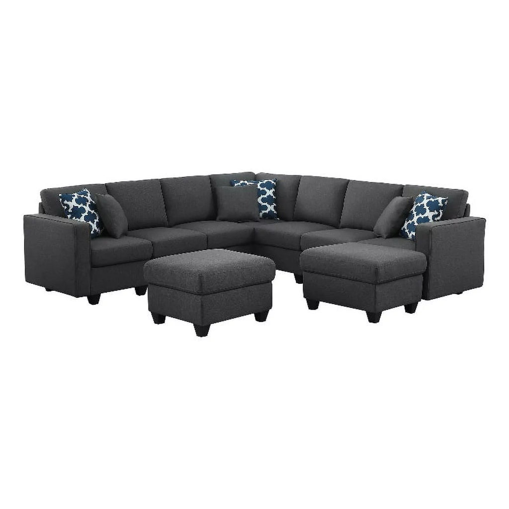 Reversible Sectional Sofa with Two Ottoman T404