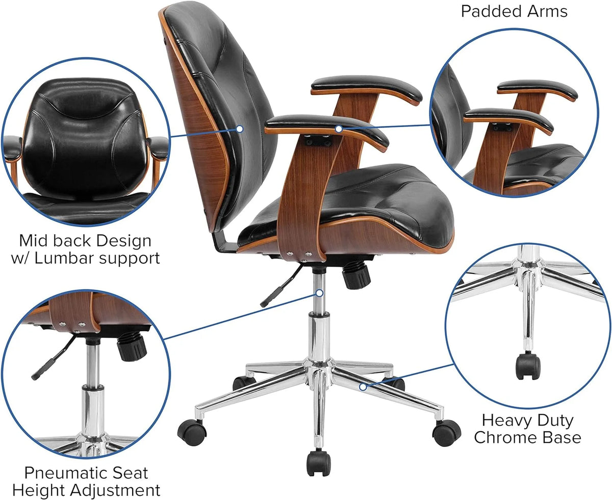 Black Faux Leather Ergonomic Office Chair A55116