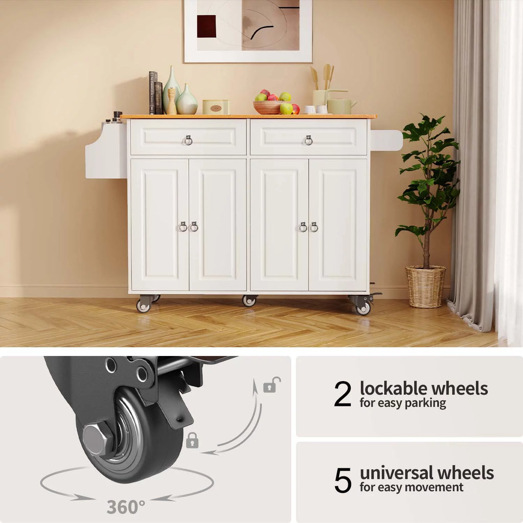 52" White Kitchen Island with Storage R396543