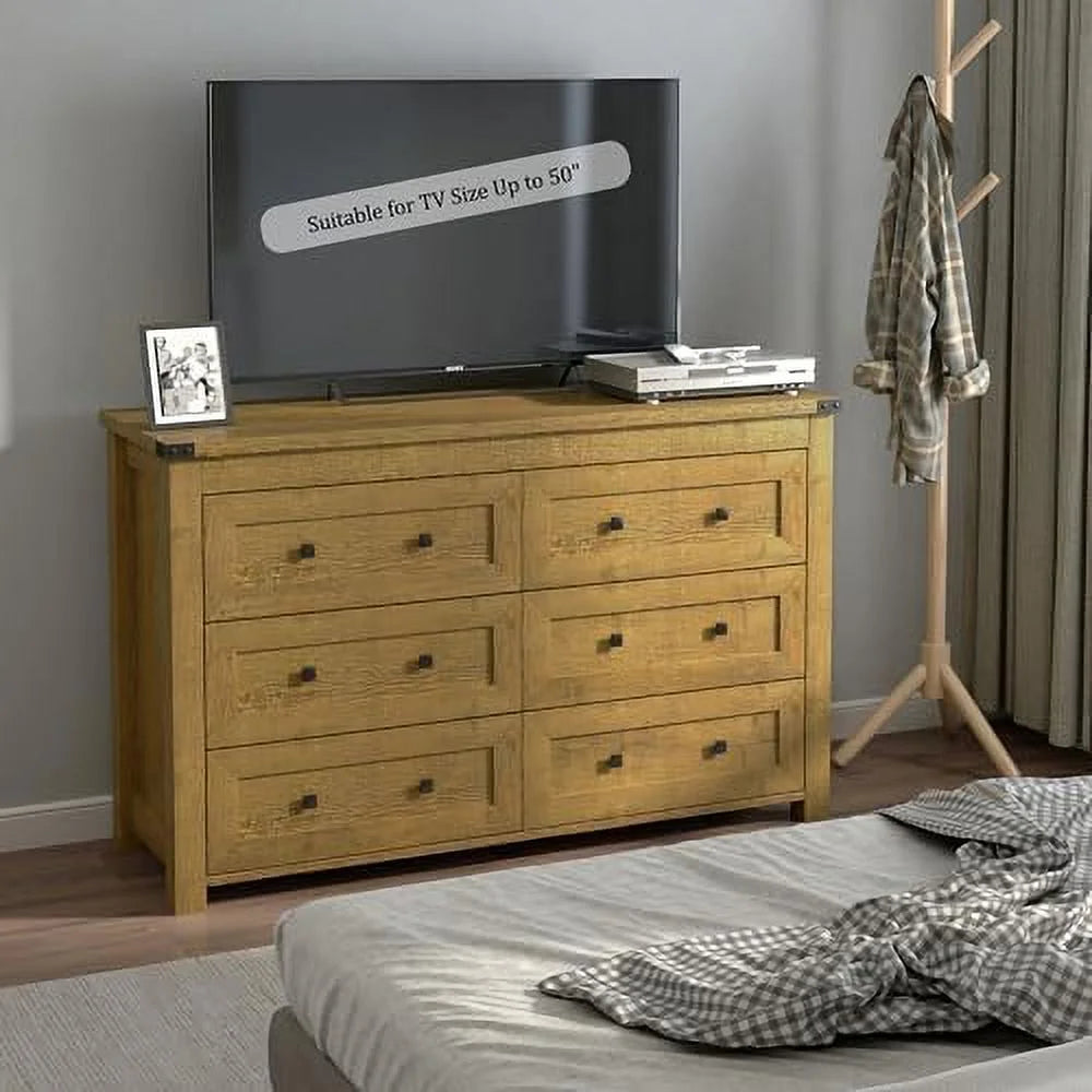 Farmhouse 6 Drawer Wood Dresser W805