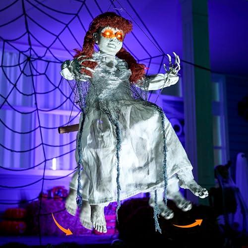 Hanging Halloween Decorations with Sound and Light Up Eyes J127