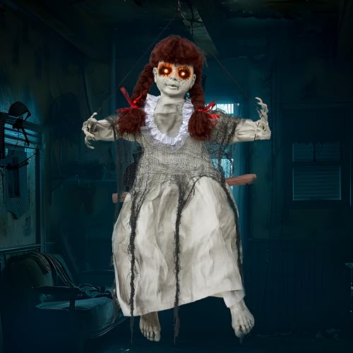 Hanging Halloween Decorations with Sound and Light Up Eyes J127