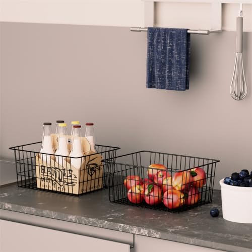 Freezer Baskets, Pantry Storage Bins, Metal Wire Organizer 14"x11"x6" K321950
