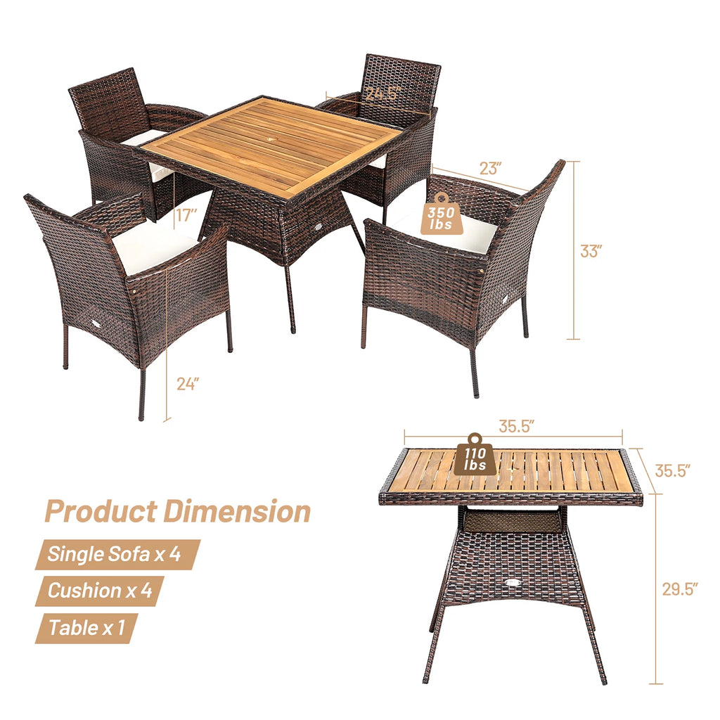 5 Pc Patio Rattan Dining Furniture Set X2800