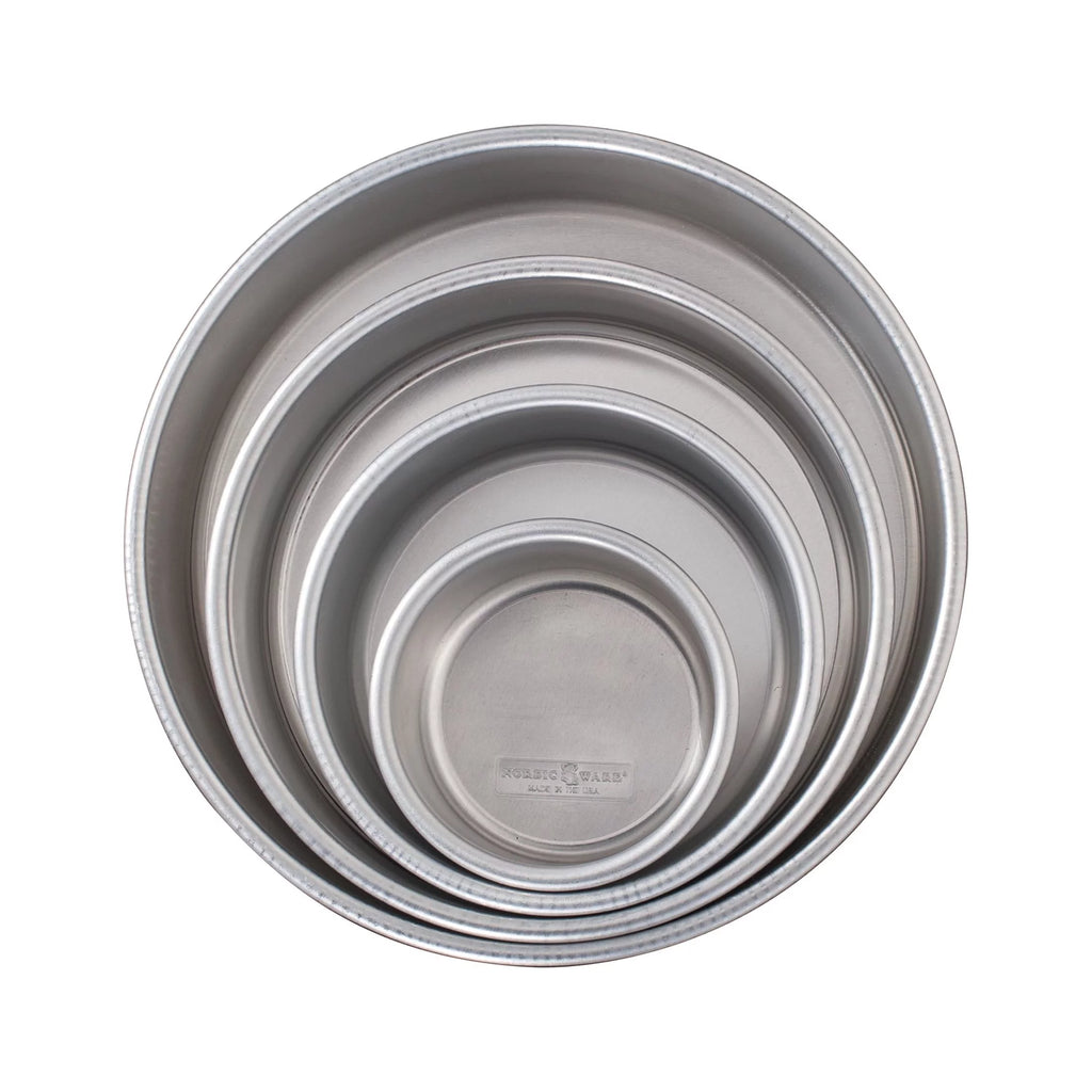 4pc Natural Aluminum Round Cake Pan Set Y68181