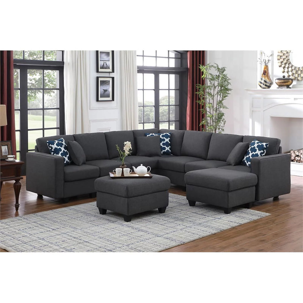 Reversible Sectional Sofa with Two Ottoman T404