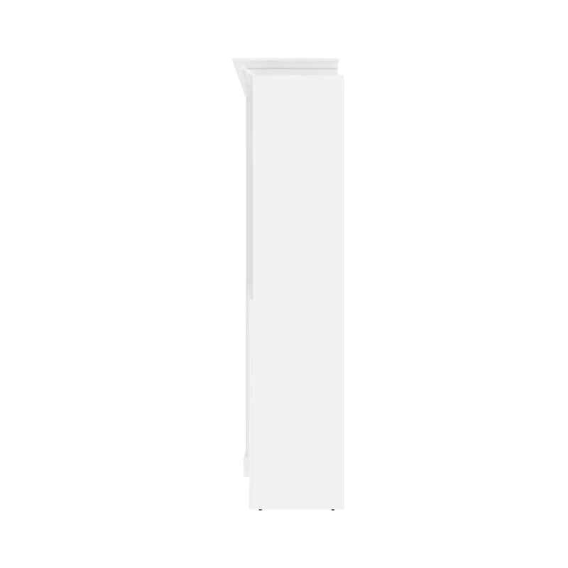 White Wood Queen Murphy Bed with 2 Organizers U7304