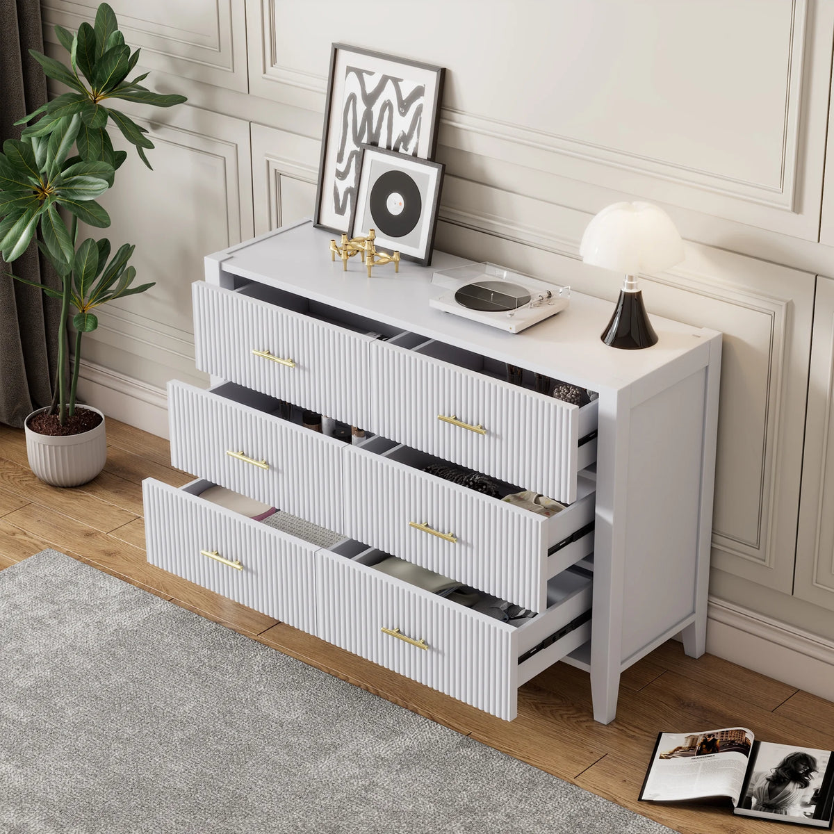 White 6 Drawer Dresser U376616