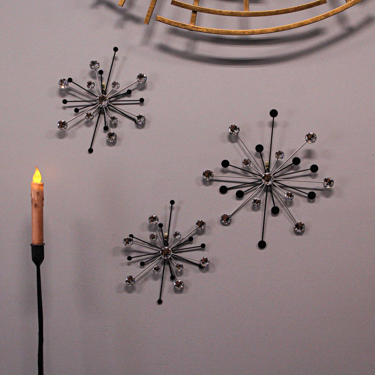 Black and Silver Metal Starburst Wall Décor Set G89771