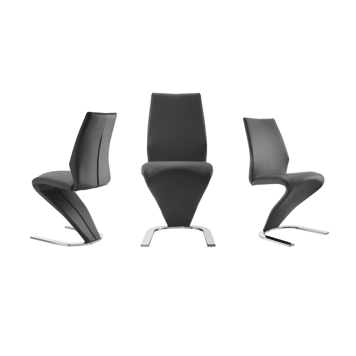 Set of 2 Gray Polyurethane Leather Dining Chairs F32045