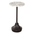Matte Black Metal and Marble Accent Table P1748