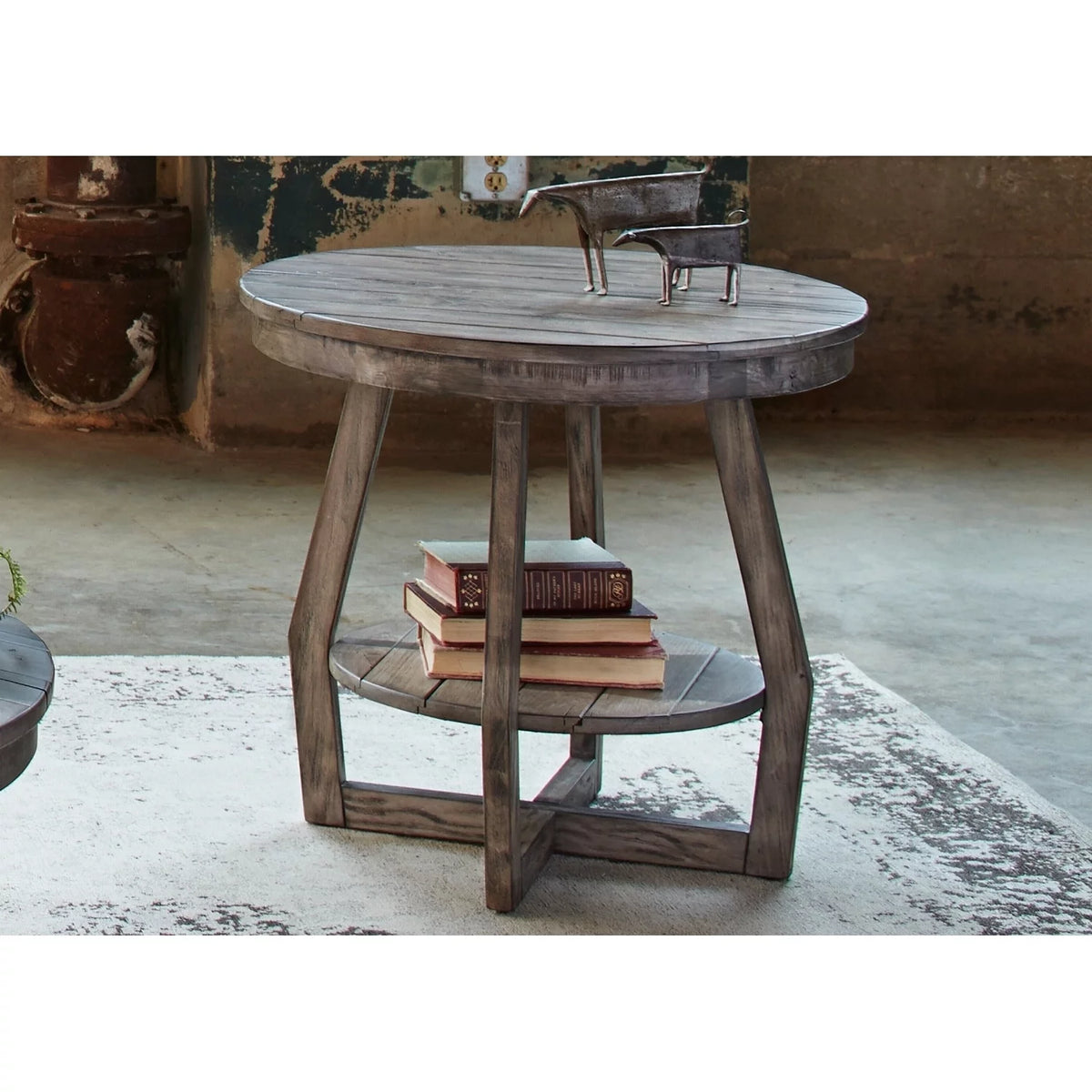 Grey Wash Round End Table D503714
