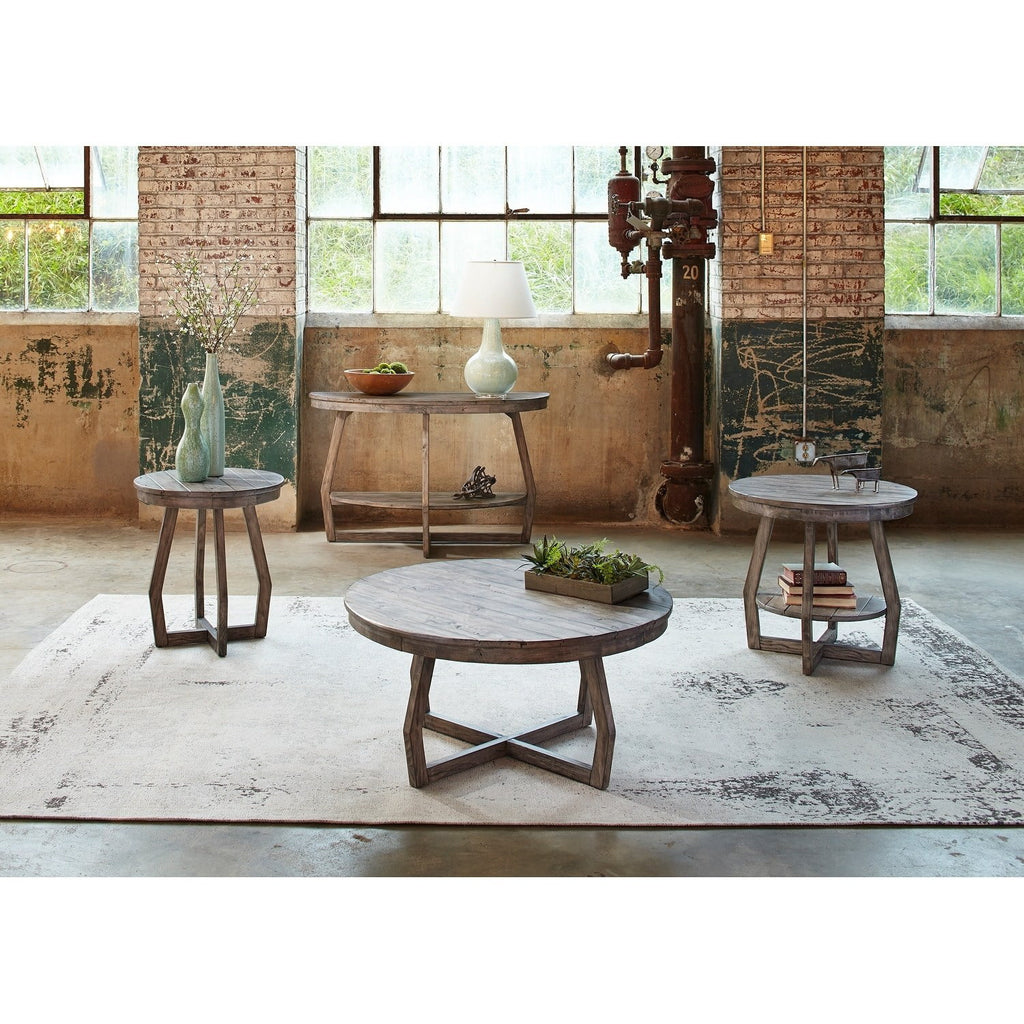 Grey Wash Round End Table D503714