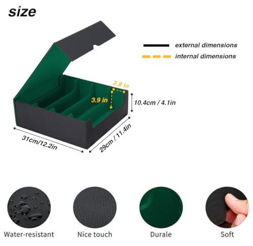 Card Storage Box with 24 Colorful Divider Tabs, Black and Grey Z192
