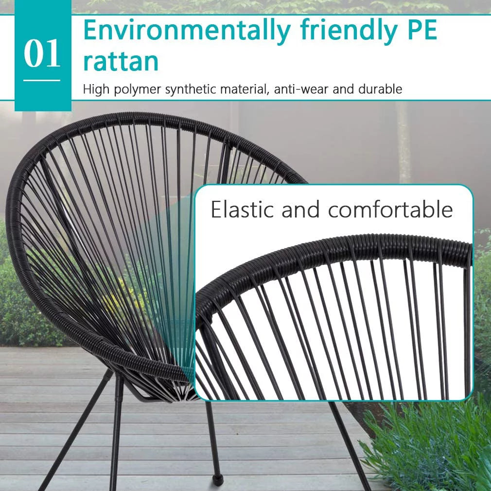 Bistro Table Set Outdoor Chairs Set of 2 Black C65161