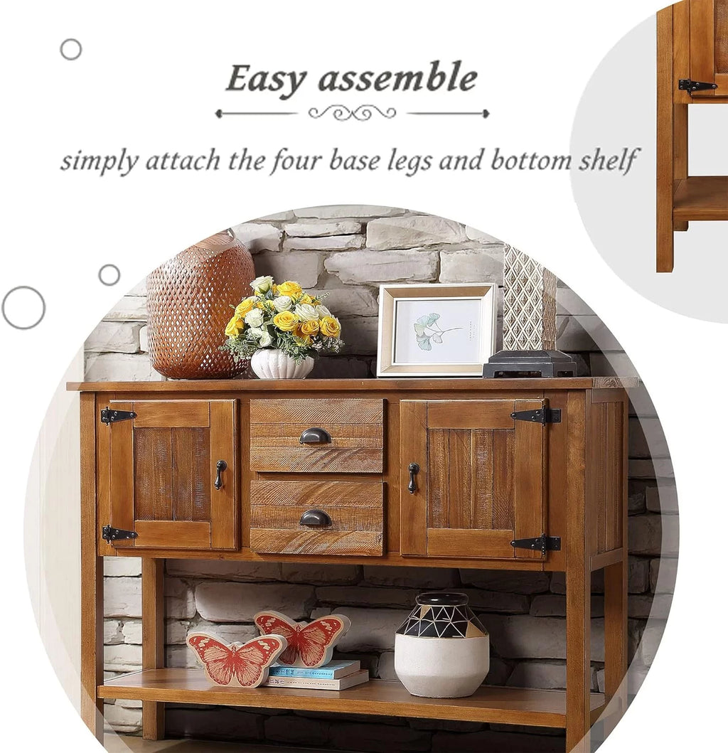 Brown Console Table with 2 Drawers and Cabinets C443953