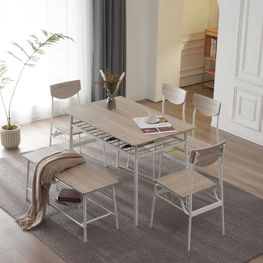 6-Piece Dining Room Set with 4 Chairs and 1 Bench F291891
